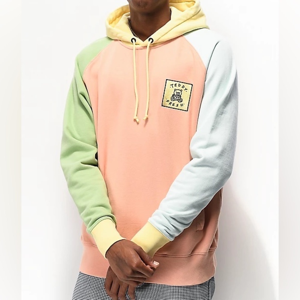 Teddy Fresh Color Block Hoodie In Natural View 3